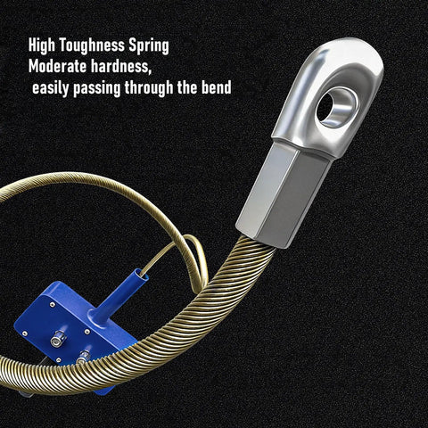 Asixxsix Wall Electric Wire Puller With Drill Adapter And 15 Meter Cable Automatic Pipe Threading showing high toughness spring and hex socket.