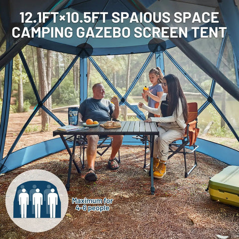 Pop Up Gazebo With Netting, Instant Screen House That Sets Up In 60 Seconds, No Tools Needed, 12.1' x 10.5', lake view