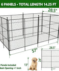 Diagram of Six Panels Black Chicken Wire Garden Fence Set Keeps Critters Out Of Veggies And Lets You Shape It Into Rectangles Or Squares Includes Stakes For Raised Beds with dimensions shown.