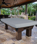 Heavy Duty Outdoor Pool Table Cover With 18 Oz Cover Tuff Waterproof Fabric Weatherproof For Extreme Conditions Fits 96In Wide By 48In Deep By 8In High Pool Table Gray in patio setting