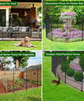 Decorative No Dig Garden Fence With Gate, 12 Panel Set, 42 Inch High, installed in yard, patio, flower bed, and vegetable garden