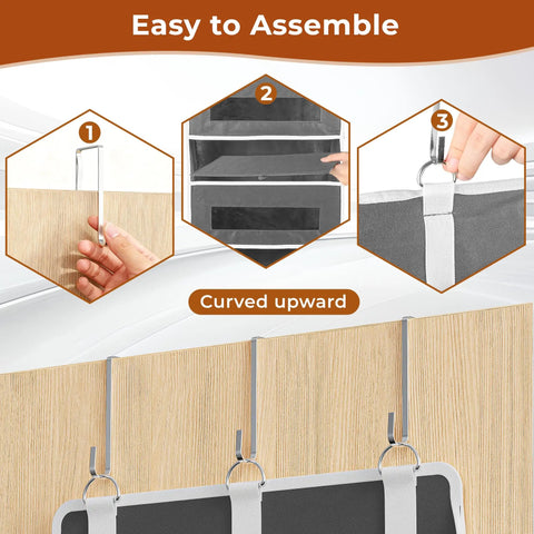 Top Shelf 2 Pack 5 Tier Over The Door Organizer For Bathroom Bedroom And Pantry Storage In Grey With Heavy Duty Tear Resistant Fabric Pockets For Tiny Spaces And Zero Drama Hanging