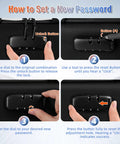 Instructions for setting password on Legit Heavy Duty Fireproof Document Safe Box With Lockable Zipper Waterproof Hard Shell Organizer.