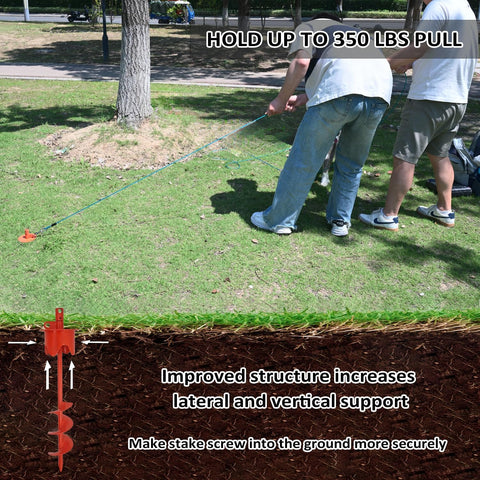 Heavy Duty Dog Stake For Large Dogs Up To 350 Lb Tie Out With Steel Wire And Buffer Rope Ground Anchor 17 Inch Screw In Yard Stake