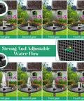 Bird Bath Fountain Kit With 12 LED Lights And A 24 Hour Submersible Pump With Light showing adjustable water flow settings