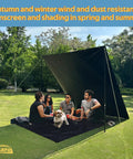 Heavy Duty Waterproof Tarp 4x5 Feet Two Pack 14 Mil Polyethylene Tarps used as shade canopy in grassy park