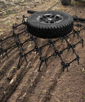 Chain Drag Harrow For ATV And UTV, 5 Foot Wide By 4.5 Foot Long With Half Inch Tines, leveling soil with tire weight