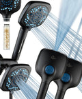 Six Way High Pressure Showerhead System With 82 Spray Modes Filtered Handheld Shower Head in matte black