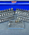 All In One Socket Organizer For 1/4 And 3/8 Drives With SAE And Metric Sizes, Deep And Standard Sockets, Includes A 50 Bit Hex Holder