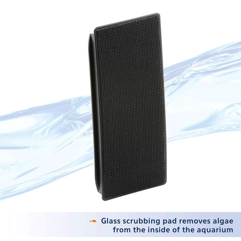 Magnetic Aquarium Algae Scraper For Glass And Acrylic Large Size Clean Inside From Outside With Curved Pad shown vertically