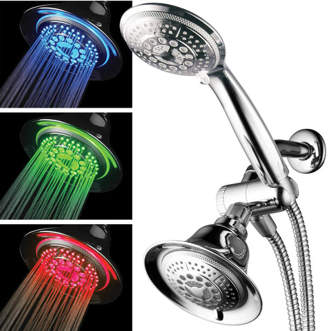 Two In One Shower System With LED Shower Head And Hands Free Option, 10 Settings On A Dope Luxury Spa Setup with detachable handheld
