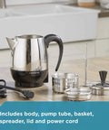 Electric Coffee Percolator 4 Cup With Stainless Steel Basket No Drip Spout And Automatic Keep Warm Black Silver Finish