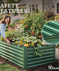 8x4x2ft Large Raised Garden Bed Kit With Galvanized Metal Planter Box And Included Gloves Ground Nails Support Rods Safety Rubber For Outdoor Above Ground Use Ideal For Vegetables Flowers And Plants Green