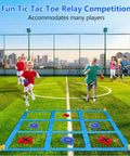 Kids playing Outdoor Giant Tic Tac Toe And Bean Bag Toss Game For Kids And Adults, Family Yard Fun on grass field