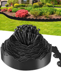 Durable 33 Ft No Dig Landscape Edging Border With 50 Spikes 4 Inch Tall Plastic Lawn Edging For Yard Pathways And Flower Beds Black Cloud Shaped Design Easy Install