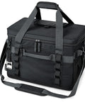 Epically Spacious Collapsible Soft Cooler Bag, 60 Can Leakproof Insulated Tote in solid black with straps.