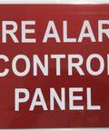 Red Reflective Fire Alarm Control Panel Sign Aluminum 7x10 Inches White Text Heavy Duty Rust Resistant Wall Mount Safety Marker