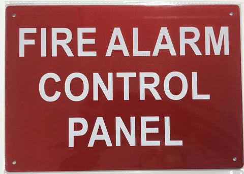 Red Reflective Fire Alarm Control Panel Sign Aluminum 7x10 Inches White Text Heavy Duty Rust Resistant Wall Mount Safety Marker