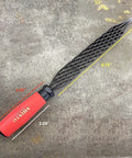 Top Notch Japanese Wood Rasp With Double Sided Grit For Quick Shaping Heavy Duty Steel Blade shown with measurements on a surface.