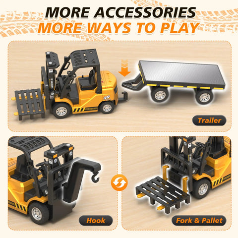 Newest 2026 Dope One Sixty Four Scale RC Forklift Toy With Trailer And Attachable Fork And Hook Three In One Remote Control And App