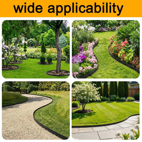 33Ft Landscape Edging Kit With Four Inch High Paver Border Edging And 30 Stakes Included Keeps Flower Beds, Lawns, And Yards Looking Sharp, Neat And Clean, Black installed in gardens