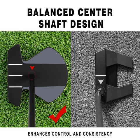 34 Inch Zero Torque Right Handed Putter For Men And Women, Face Balanced 0 Degree Toe Up in black with center shaft design