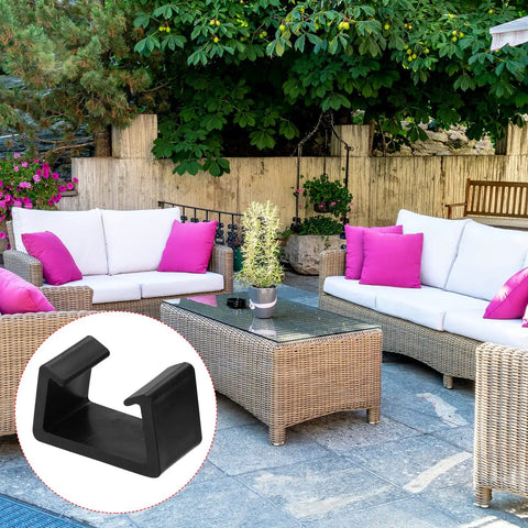 Heavy Duty Patio Furniture Clips 4 Pack 59mm Diameter Rattan Sofa And Wicker Chair Fasteners For Outdoor Garden Black Locks Shown