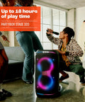 Stage 320 Portable Party Speaker With Telescopic Handle And Wide Wheels For Dope Portable Vibes Pro Sound Futuristic Light Show