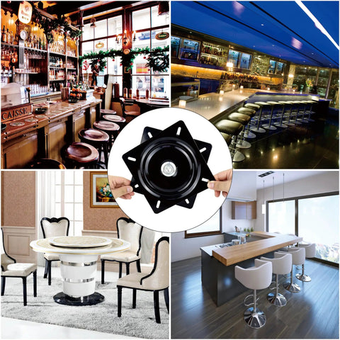Beefy 13 Inch Lazy Susan Hardware Turntable Bearings With Zinc Plate Black Square Swivel for Tables Chairs and Bar Stools