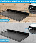Beefy Heavy Duty Wall Shelves 2 Pack, Large Wall Mounted Garage Shelves 23.5 By 12 Inches, Waterproof Steel Rack installed on wood and concrete walls