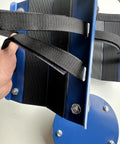 Heavy Duty 3 Piece Snowmobile Dolly Set, 1500 Lb Capacity Moving Rollers close-up of rubber straps and metal frame.
