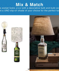 Plug N Play Bottle Lamp Kit For Wine Bottles And Glass Liquor Bottles With Slip On Socket 8 Ft Black Cord UL Listed Wiring