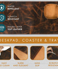 Premium Full Grain Leather Desk Pad 2mm Thick Desk Mat And Blotter For Keyboard And Gamer Mouse Large Desk Protector, brown set