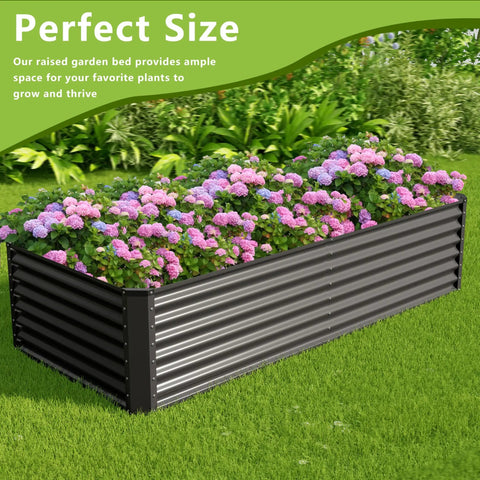 Galvanized Raised Garden Bed 8x2x2 Feet For Outdoor Vegetable Garden, Heavy Duty Metal Planter Box With Safe Corner Pads