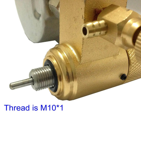 Close-up of JY03 Nitrogen Gas Charging Kit showing M10-1 thread connection for hydraulic breaker hammer.