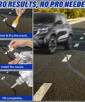 No Sweat Concrete Crack Filler Set Self Leveling Flexible Sealant For Driveways And Foundations 50 Oz kit showing cleaning and filling cracks.