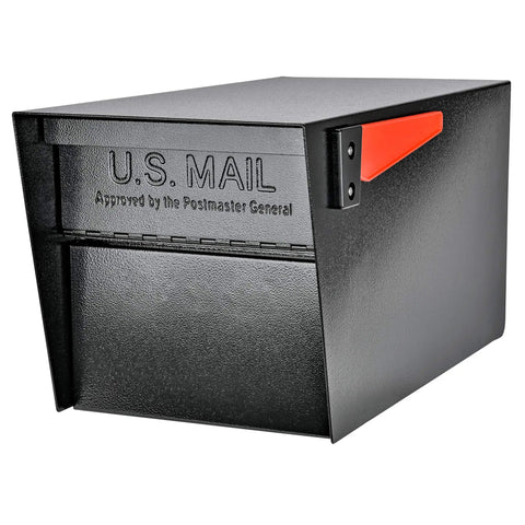 Street Safe Locking Mailbox With Rear Access Door For Safe Mail And Parcels Bi-Cam Anti-Pry Latch Durable Black Steel Construction