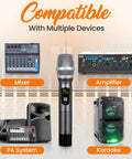UHF Wireless Microphone System Kit Portable Pro Battery Operated Handheld Dynamic Cordless Transmitter Set With USB Receiver