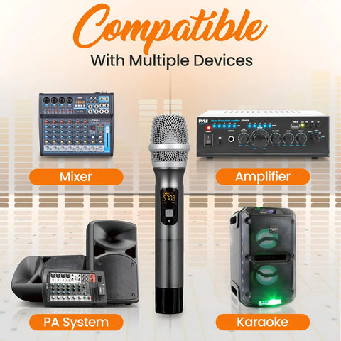 UHF Wireless Microphone System Kit Portable Pro Battery Operated Handheld Dynamic Cordless Transmitter Set With USB Receiver