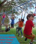 Children playing on 2 Pack Monkey Bars For Backyard Playset With Ninja Slackline Attachments For Slackline Obstacle Course.