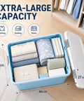 Hassle Free Stackable Storage Bins With Slick Rolling Wheels And Secure Tight Fitting Lids tailored for clothing and bedding organization.
