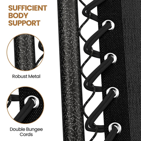 Close-up of Zero Gravity Outdoor Recliners Set Of 2 robust metal frame and bungee cords for support