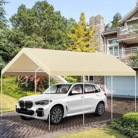 12x20 Carport Replacement Canopy Cover for Outdoor Use, Heavy Duty Waterproof All Weather UV 180G PE Top Shelter, White