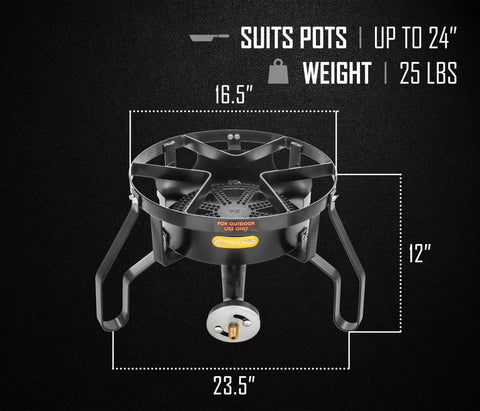 Beefy 16 Inch Propane Burner Single Burner Portable Gas Stove With 200000 BTU Output, cast iron and detachable legs