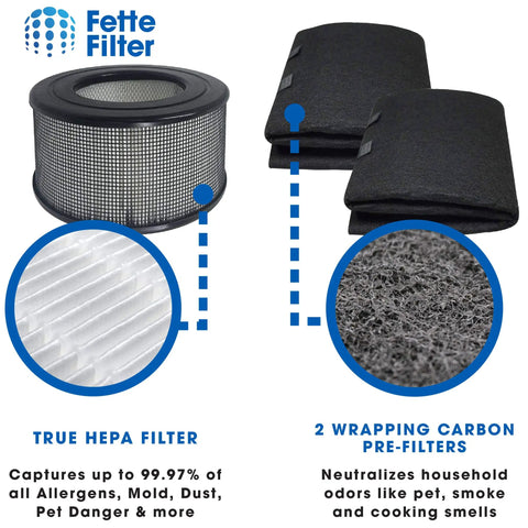 Replacement HEPA Filter And Two Wrapping Carbon Pre Filters Combo Pack For Honeywell 10500 EV10 17000 17005 Air Purifiers