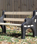 DIY Bench Ends Kit For Outdoor And Patio Benches, using Standard 2x4s, shown outdoors on grass, Black Finish, Easy DIY Project