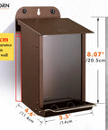 Weatherproof Metal Wall Mounted Bird Feeder With Heavy Duty Roof And Detachable Easy Clean System Screwed In Mounting