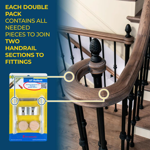 Image showing UT Gear Driven Railbolt for handrails to staircase fittings and newels, highlighting the connection detail.