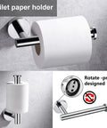 Polished Chrome 6 Piece Bathroom Hardware Set includes wall-mounted rust resistant toilet paper holder made of SUS 304 stainless steel.