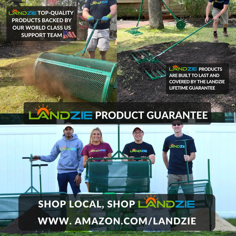Tow Behind Drag Harrow Driveway Grader For Riding Mowers in use on lawn and featured with product guarantee team.